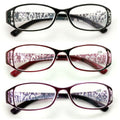 3 Pairs Women Rectangular Floral Readers - Fashion Reading Glasses Flower Bulk