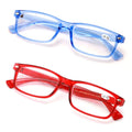 2 Pairs Blue Red Frame Rectangular Reading Glasses - Lightweight Simple Readers