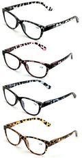 4 Pairs Women Leopard Meow Reading Glasses - Fashion Clear Lens Readers Tortoise