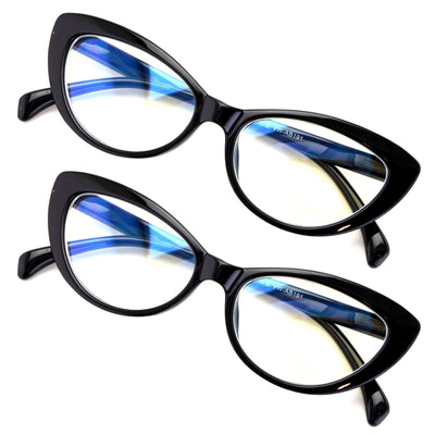 2 Pairs Women Cateye Clear Lens Eye Glasses Anti Blue Light UV Protection Comput