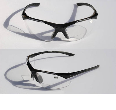 Bifocal Reading Reader Clear Lens Sun-Glasses Half Rim lightweight Shield +1.00