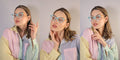 3 Pairs Women Translucent Pastel 2-Tones Reading Glasses Rhinestones Reader DR06