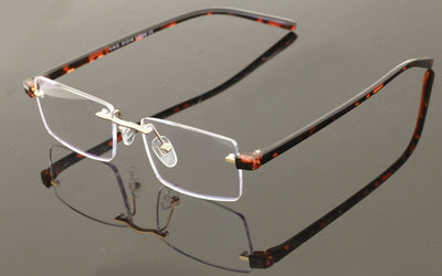 lightweight rimless rectangle reading glasses with anti blue clear lens Reader