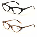 2 Pairs Cateye Women Reading Glasses - Female Reader Tortoise black slim sleek