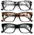 3 Pairs Women Clear Lens Reading Glasses - Fashion Vintage Bold Leopard Readers