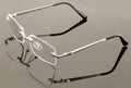 Men Metal Rimless Diamond Cut Anti Blue Blocker UV Reading Glasses - Clear Lens