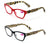 2 Pairs of Stylish Rectangle Cateye Reader, Women Leopard Temple Reading glasses