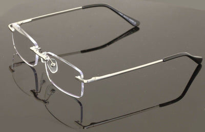 Slim Rimless lightweight metal anti blue light blocking UV reading glasses Clear