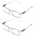 2 Pairs Lightweight Transparent Frame Clear Rectangular Readers Reading Glasses