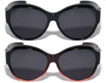 2 Pairs Large Women Oval Polarized Fit over Sunglasses - Wear Over Prescription