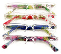 4 Pairs Women Rectangular Floral Reading Glasses - Clear Lens Flower Reader LWV5