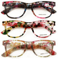 3 Pairs Women Floral Mosaic Print Comfortable Classic Reading Glasses - Flower