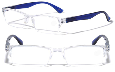 2 Pairs Rectangular Half Rim Reading Glasses - Simple Classic Reader