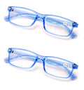 2 Pairs Blue Red Frame Rectangular Reading Glasses - Lightweight Simple Readers