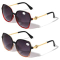 2 Pairs Oversized Women Bifocal Reading Sunglasses Metal Temple LionHead  Reader