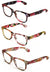 3 Pairs Women Floral Mosaic Print Comfortable Classic Reading Glasses - Flower