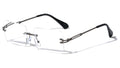 Men Rimless Metal Rectangular Reading Glasses - Clear Lens Reader - Blue Blocker