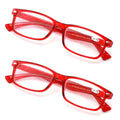 2 Pairs Blue Red Frame Rectangular Reading Glasses - Lightweight Simple Readers