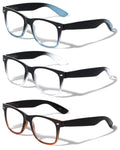 3 Pairs Classic 2 Tone Reading Glasses - Unisex Comfortable Clear Lens Reader