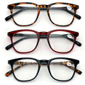 3 Pairs Reading Glasses Men or Women Black Tortoise Maroon Reader Spring Hinge