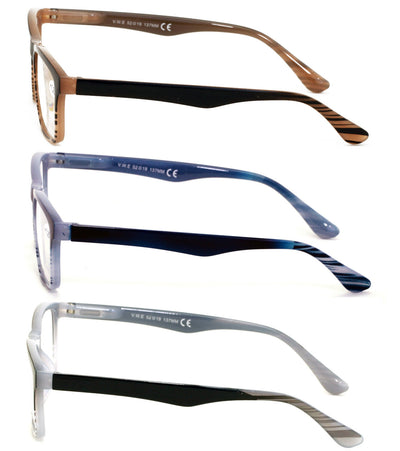 3 Pairs Comfortable Spring Hinge Readers - Clear Lens Rectangle Reading Glasses