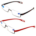 2 Pairs Featherweight Slim Half Rim Memory Flex Reading Glasses With Anti-Blue R