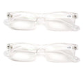 2 Pairs Clear Frame Rectangular Reading Glasses - No Logo Simple Readers