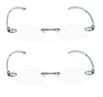 2 Pairs Rimless Lightweight Slim Modern Reading Glasses - Clear Lens Reader