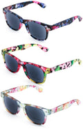 3 Pairs Women Floral Mosaic Print Comfortable Classic Reading SunGlasses Tinted