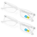 2 Pairs Transparent Frame Modern Rectangular Anti-Blue Blocker Reading Glasses