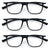 3 Pairs Men Lightweight TR90 Wide Fitment Reading Glasses With Extended Temple