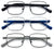 3 Pairs Men Metal Lightweight Reading Glasses - TR90 Temple Square Reader Clear