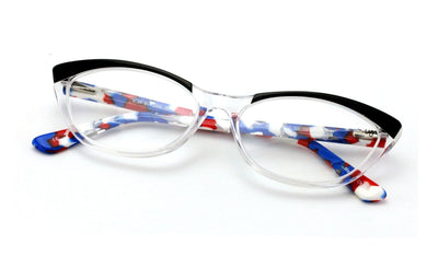 Women Cateye Slim Fashion Acetate Non-prescription Eyeglasses Frame Clear Lens