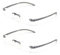 2 Pairs Rimless Lightweight Slim Modern Reading Glasses - Clear Lens Reader