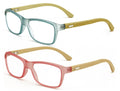 2 Pairs Geniune Bamboo Women Reading Glasses - Fun Color Clear Lens Reader 7015