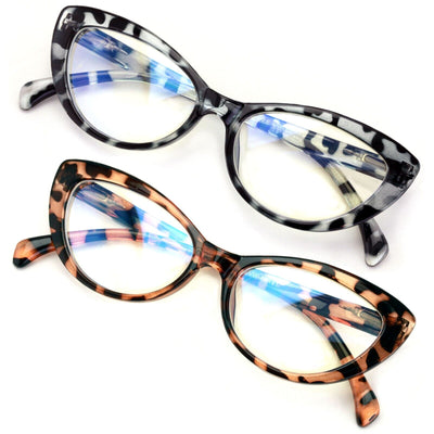 2 Pairs Women Cateye Glasses Reading Readers Anti Blue Light UV Eye Protection