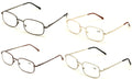 4 Pairs bulk Men Rectangle Reading Glasses With Anti-reflective AR coating.