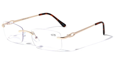 Anti Blue Blocker BIFOCAL Metal Rimless Rectangular Reading Glasses - Clear Lens