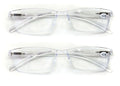 2 Pairs Lightweight Transparent Frame Clear Rectangular Readers Reading Glasses