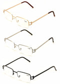 3 New Pairs of Fashion Metal Half Rim Designer Reading Glasses Unisex Smart Read