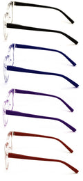 4 Pairs Transparent Reading Color Glasses - Spring Hinge Square Clear Reader