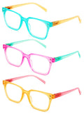 3 Pairs Women Translucent Pastel 2-Tones Reading Glasses Rhinestones Reader DR06