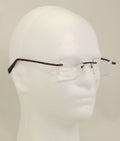 Men Rimless Reading Glasses Carbon Print Temple Lightweight Metal Frame Reader