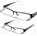 Rectangular Half Rimless Metal Sun-Glasses Optical RX Eyeglasses Clear Lens1230