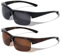 2 Pairs Men Fitover Half Rim Polarized Sunglasses - Mirror Fit-Over Eyeglasses