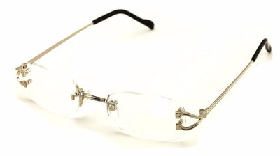 Designer Rectangular Rimless Fashion Reading Glasses Anti-reflective AR Coating