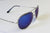 Large silver aviator with blue mirror lens sunglasses