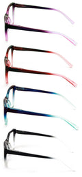 4 Pairs Women Oversized Translucent 2-Tone Cateye Reading Glasses - Spring Hinge