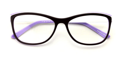 Women Cateye Non-prescription Acetate Eyeglasses Frame Metal Temple Rx'able