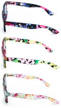 3 Pairs Women Floral Mosaic Print Comfortable Classic Reading SunGlasses Tinted